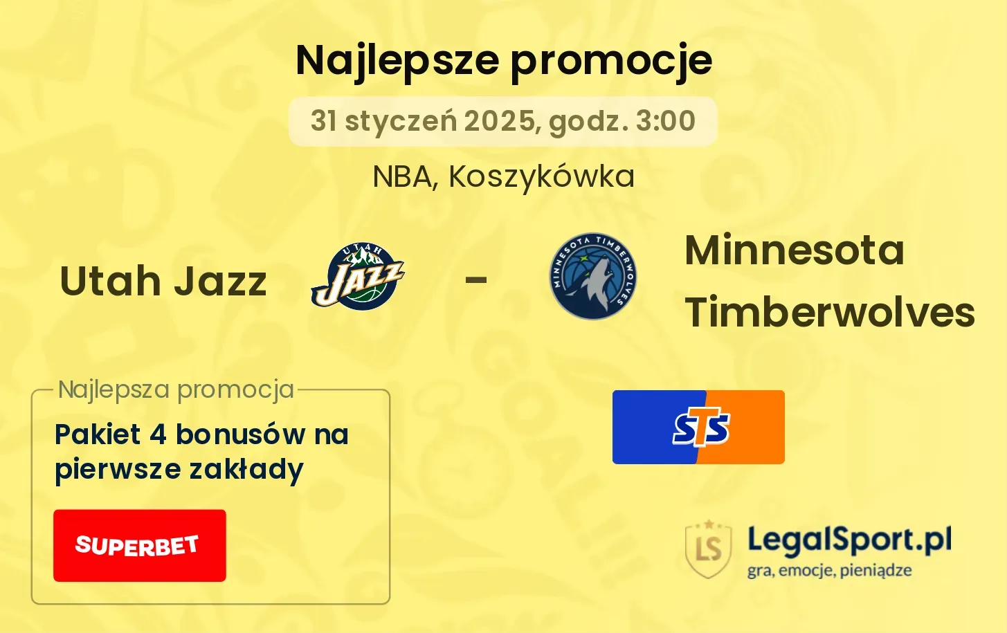 Utah Jazz - Minnesota Timberwolves promocje bonusy na mecz