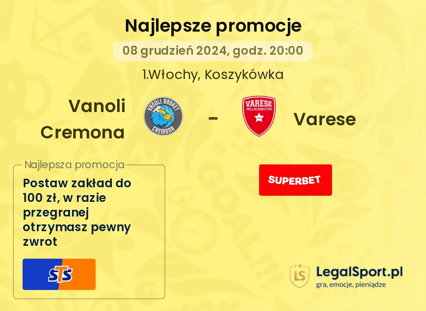 Vanoli Cremona - Varese promocje bukmacherskie