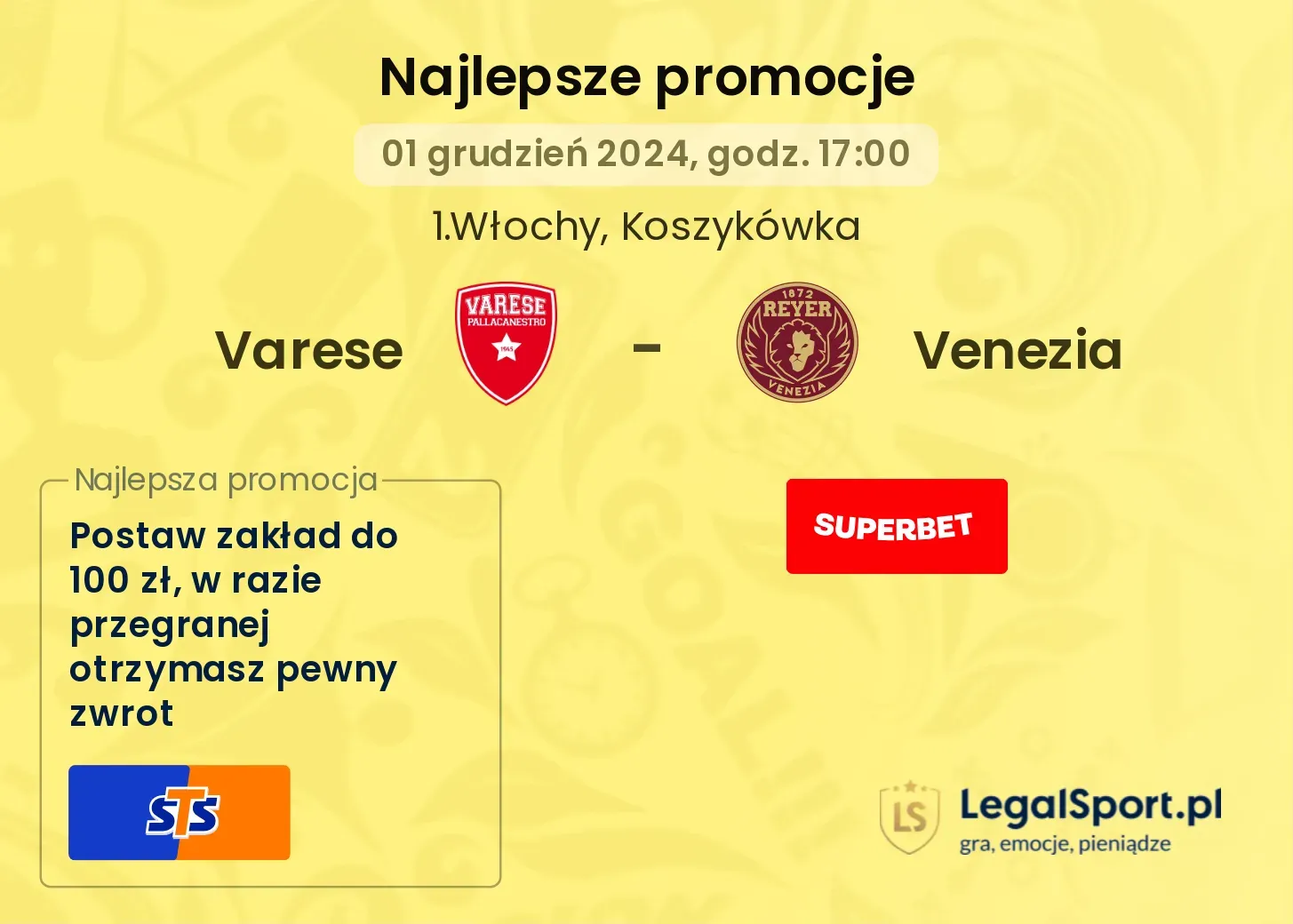 Varese - Venezia promocje bonusy na mecz