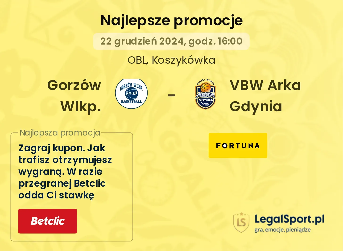 VBW Arka Gdynia - Gorzów Wlkp. promocje bonusy na mecz