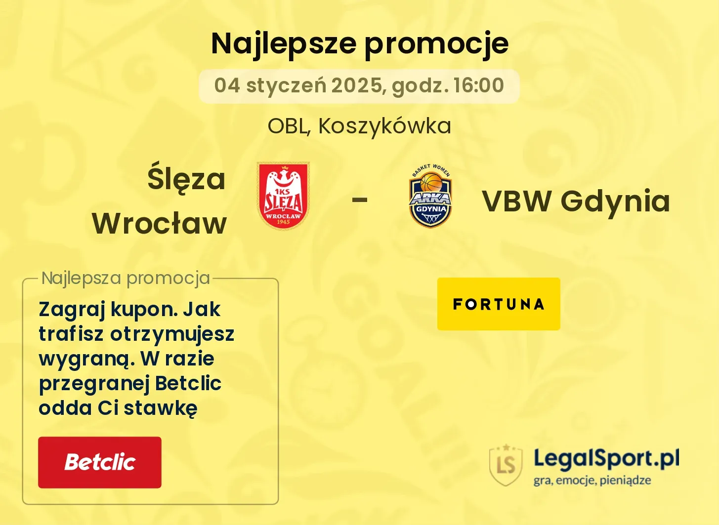 Ślęza Wrocław - VBW Gdynia promocje u bukmacherów