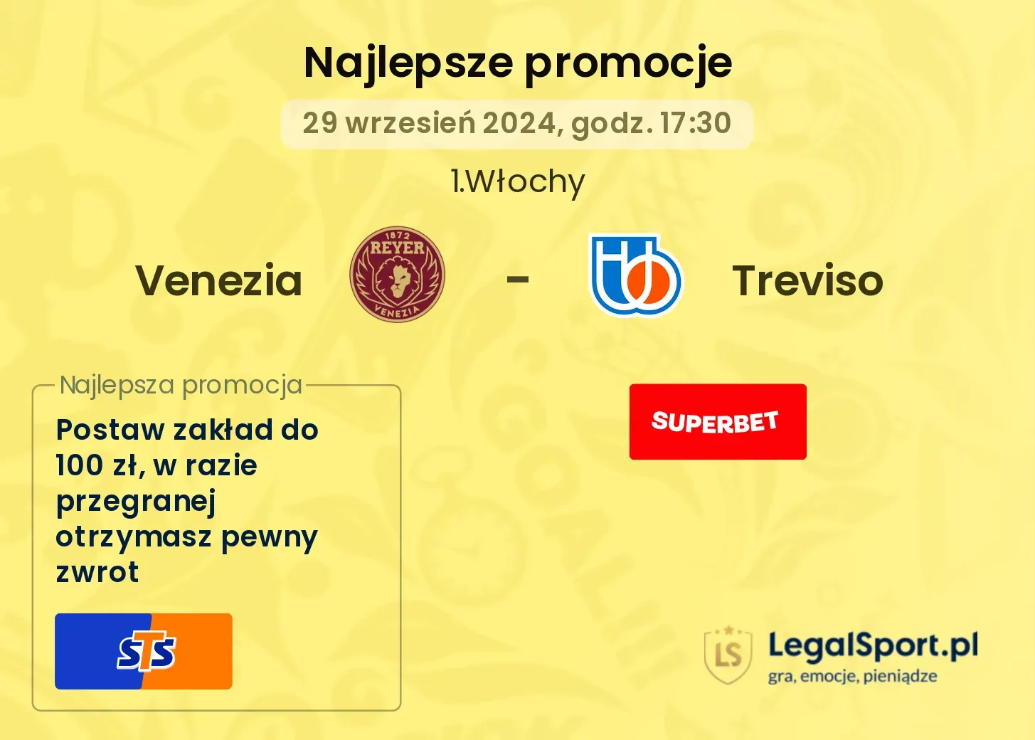 Venezia - Treviso promocje bukmacherskie 29.09, 17:30