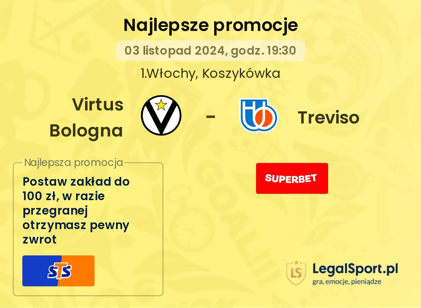 Virtus Bologna - Treviso promocje bonusy na mecz