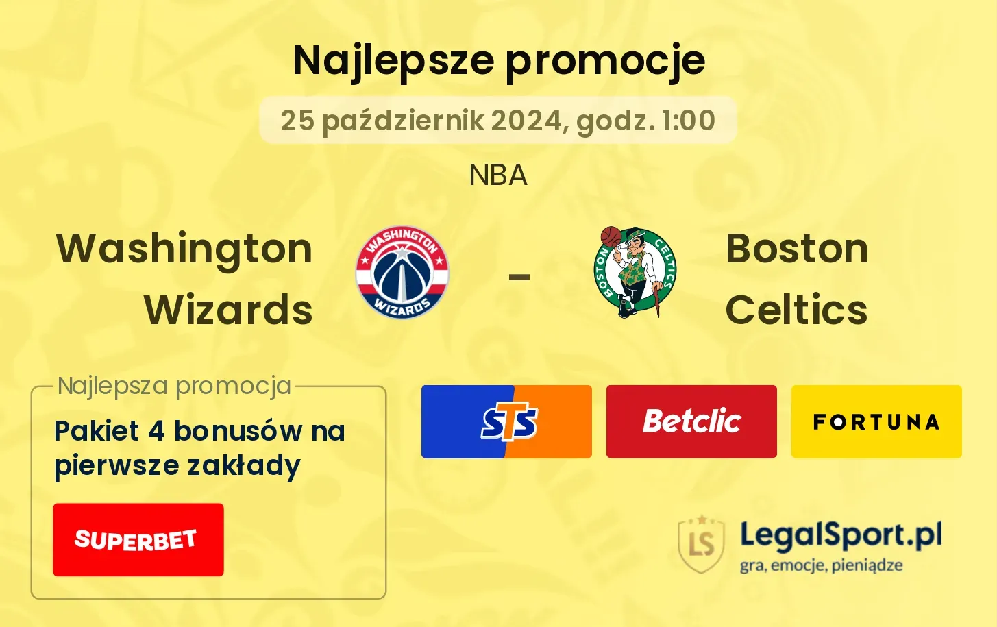 Washington Wizards - Boston Celtics promocje bonusy na mecz