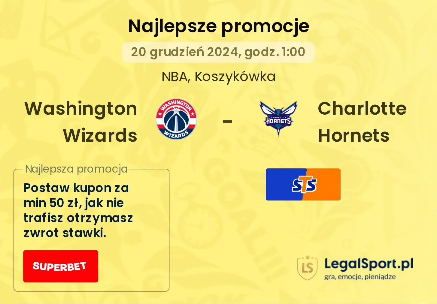 Washington Wizards - Charlotte Hornets promocje bonusy na mecz