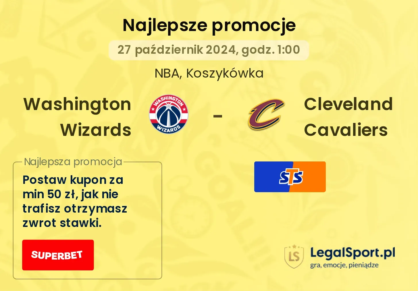 Washington Wizards - Cleveland Cavaliers promocje bonusy na mecz