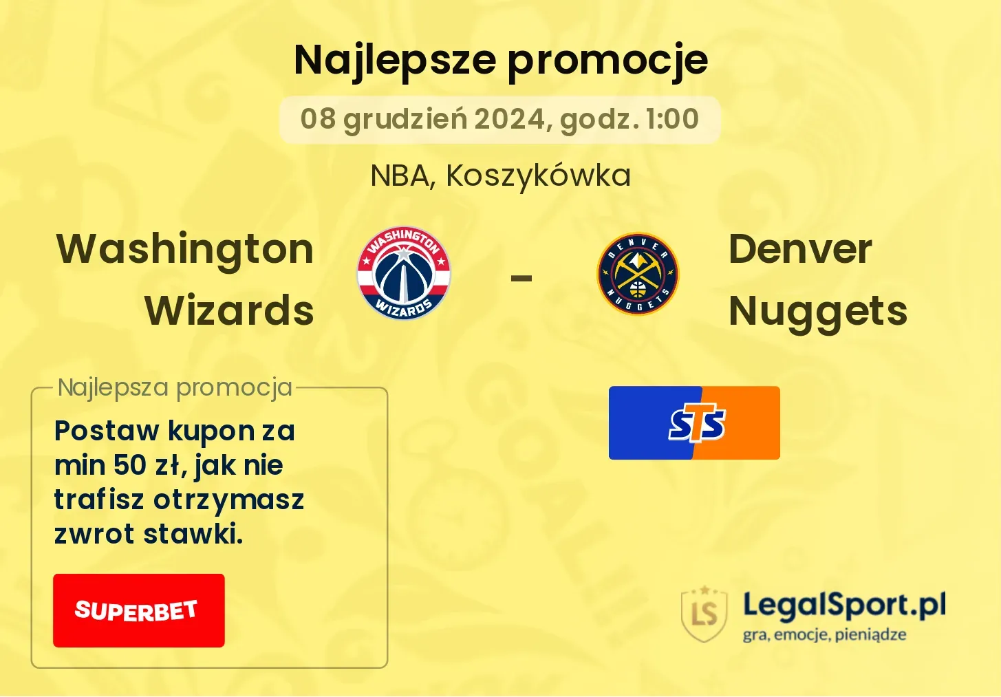 Washington Wizards - Denver Nuggets promocje bonusy na mecz