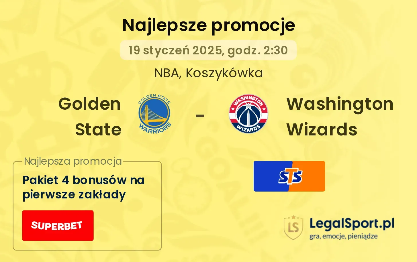 Golden State - Washington Wizards promocje u bukmacherów