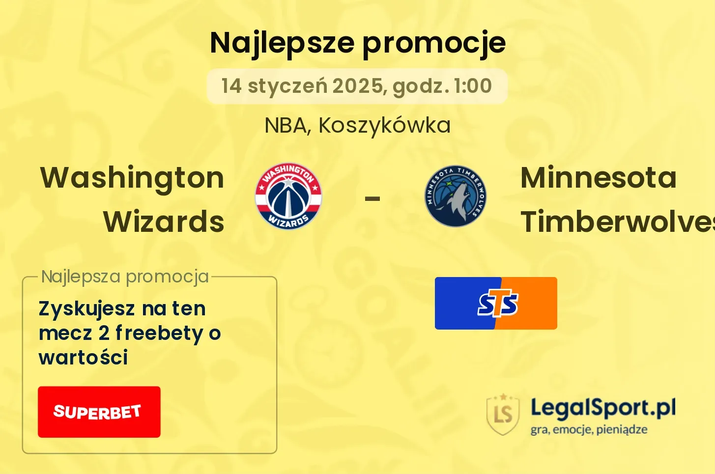 Washington Wizards - Minnesota Timberwolves promocje bonusy na mecz