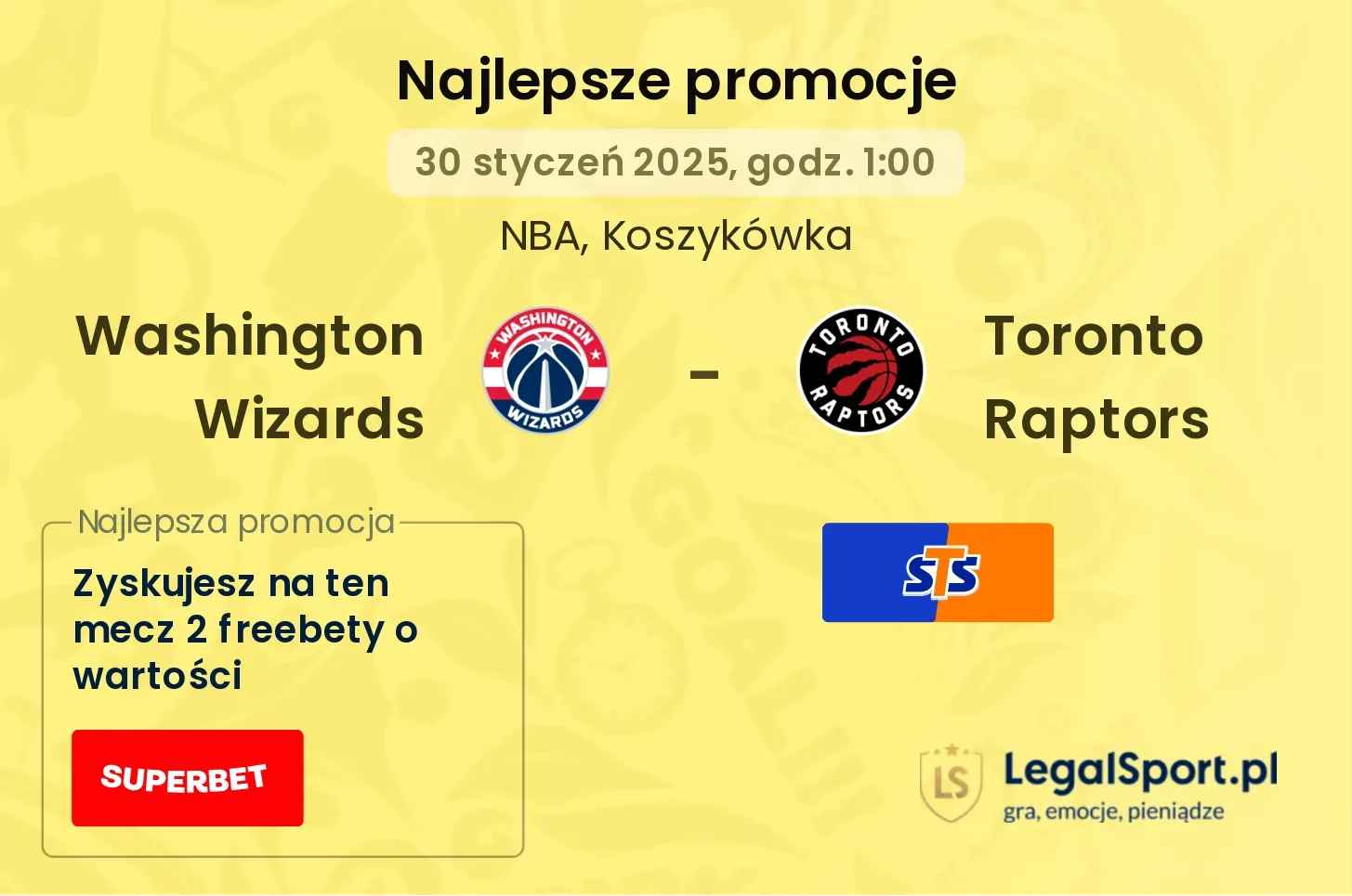 Washington Wizards - Toronto Raptors promocje bonusy na mecz