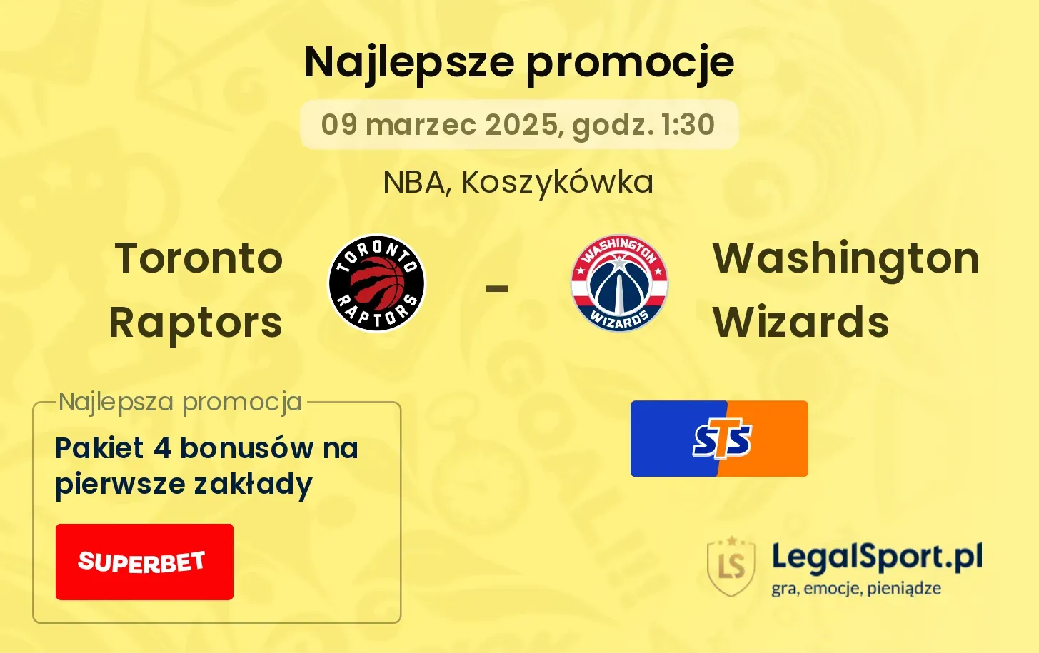 Toronto Raptors - Washington Wizards promocje u bukmacherów