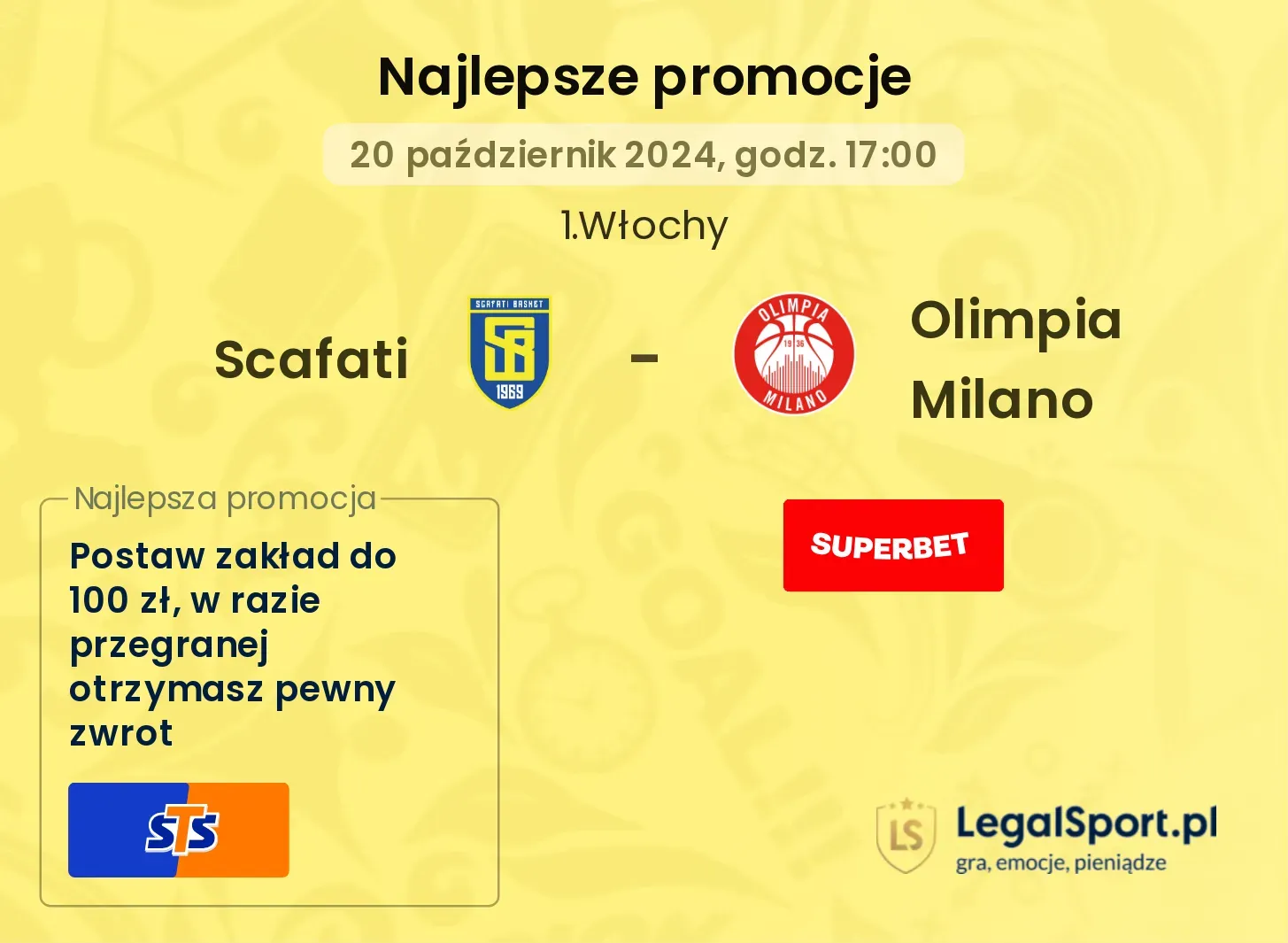 Scafati - Olimpia Milano promocje bonusy na mecz