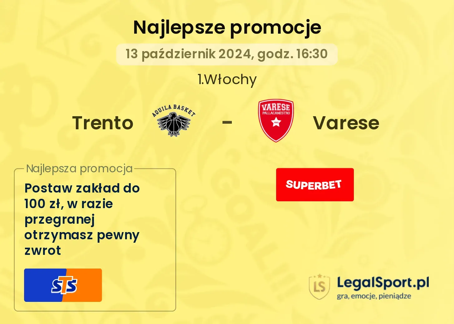 Trento - Varese promocje bonusy na mecz