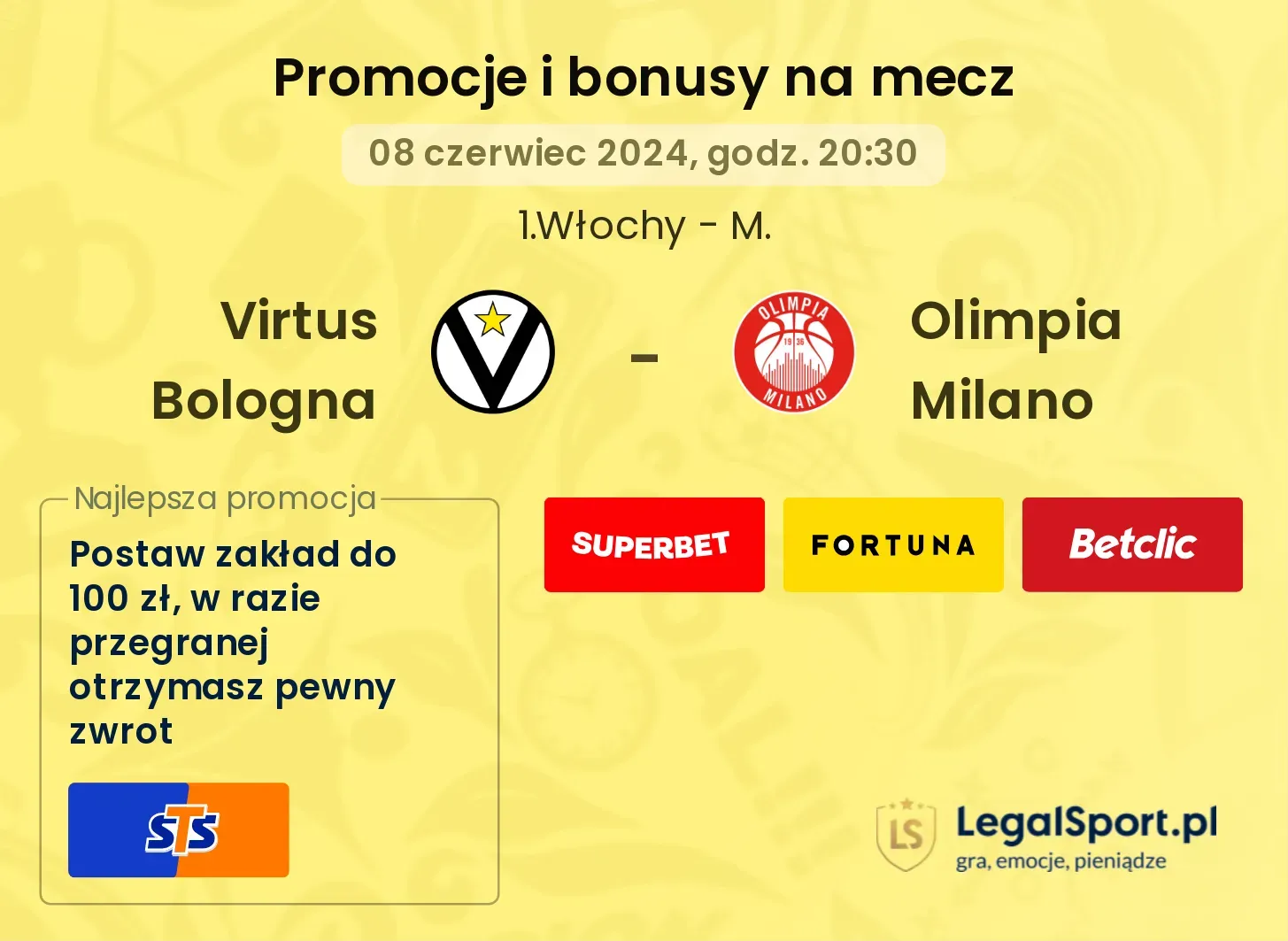 Virtus Bologna - Olimpia Milano promocje bonusy na mecz