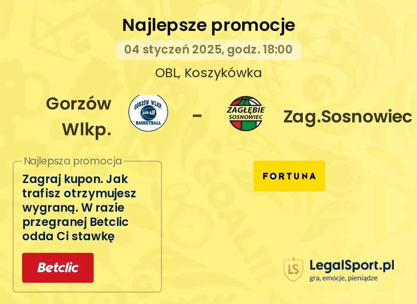 Gorzów Wlkp. - Zag.Sosnowiec promocje bukmacherskie