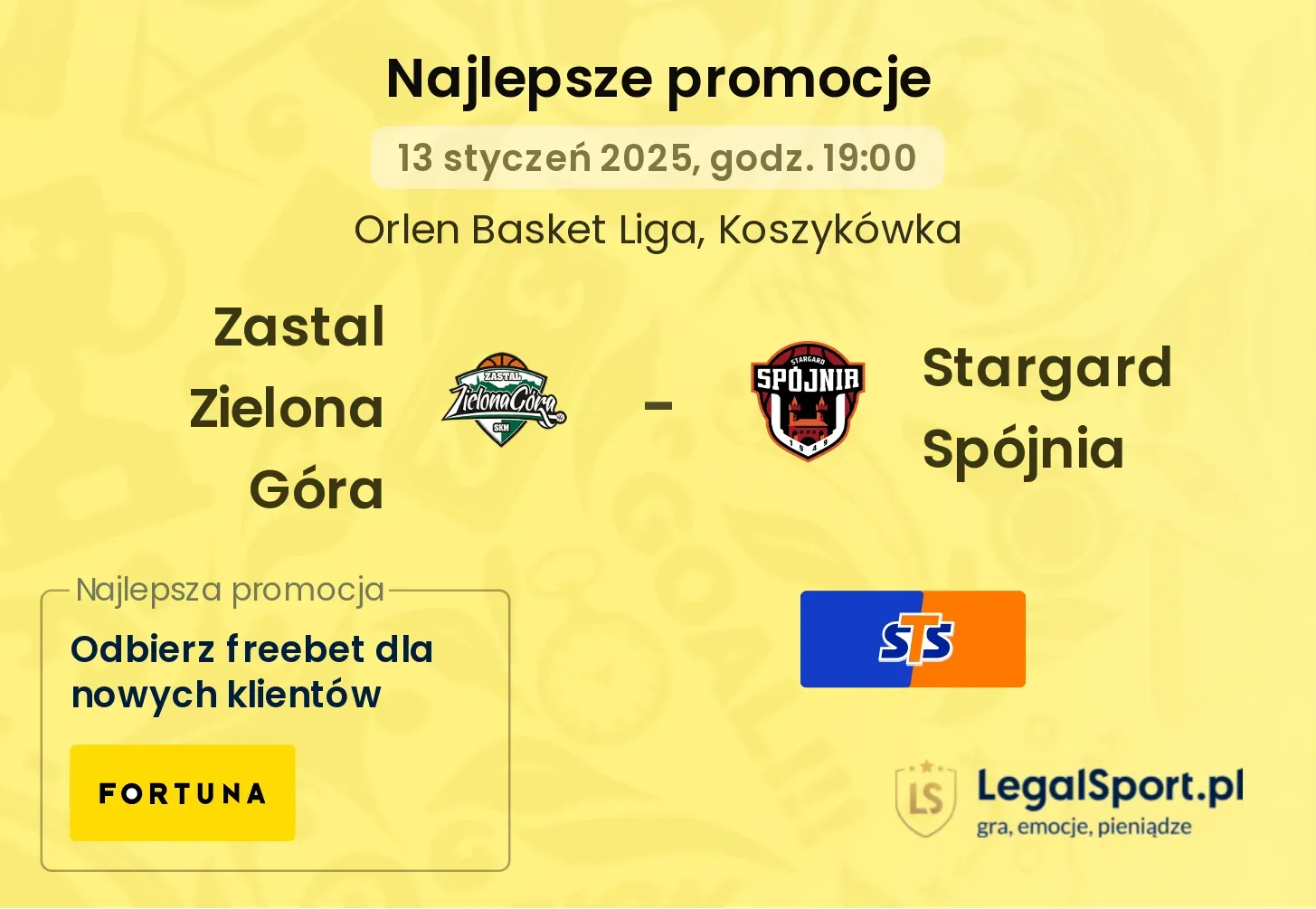 Zastal Zielona Góra - Stargard Spójnia promocje bonusy na mecz