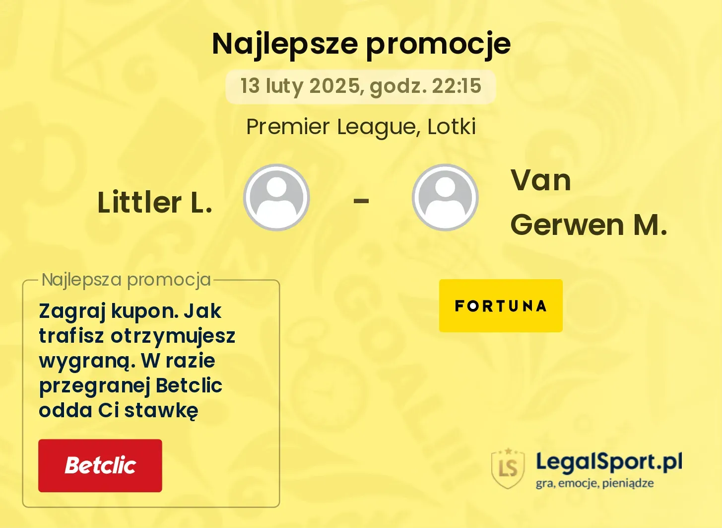 Littler L. - Van Gerwen M. promocje bukmacherskie