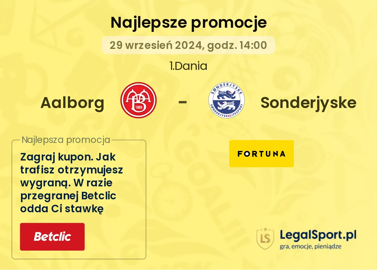 Aalborg - Sonderjyske promocje u bukmacherów 29.09, 14:00