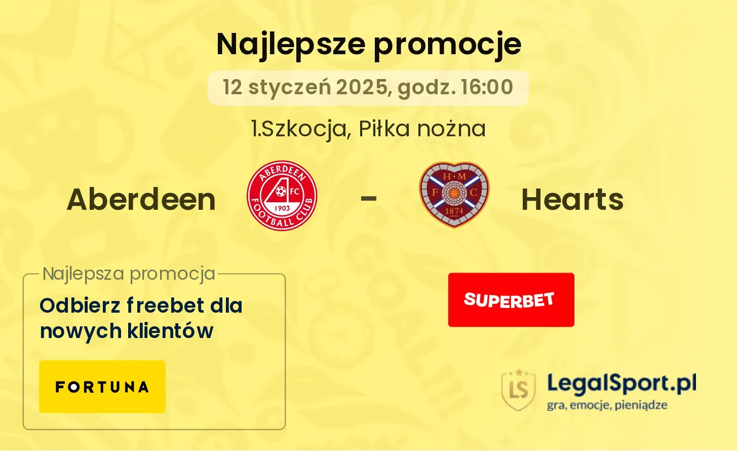 Aberdeen - Hearts promocje u bukmacherów