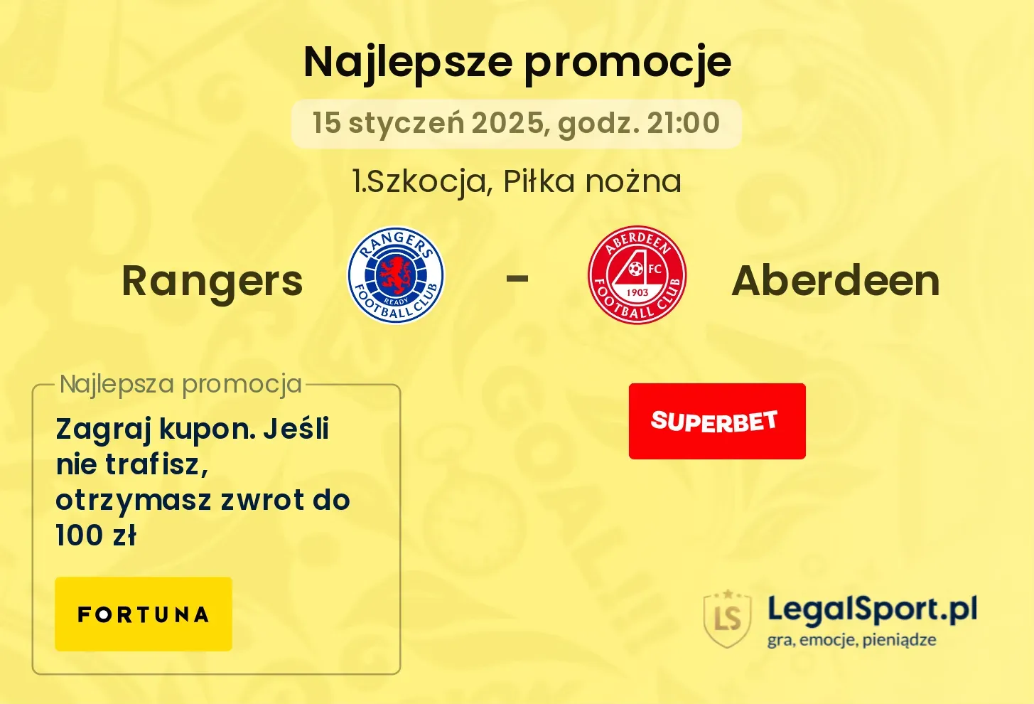 Rangers - Aberdeen promocje u bukmacherów