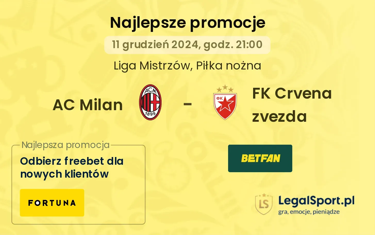 AC Milan - FK Crvena zvezda promocje bonusy na mecz