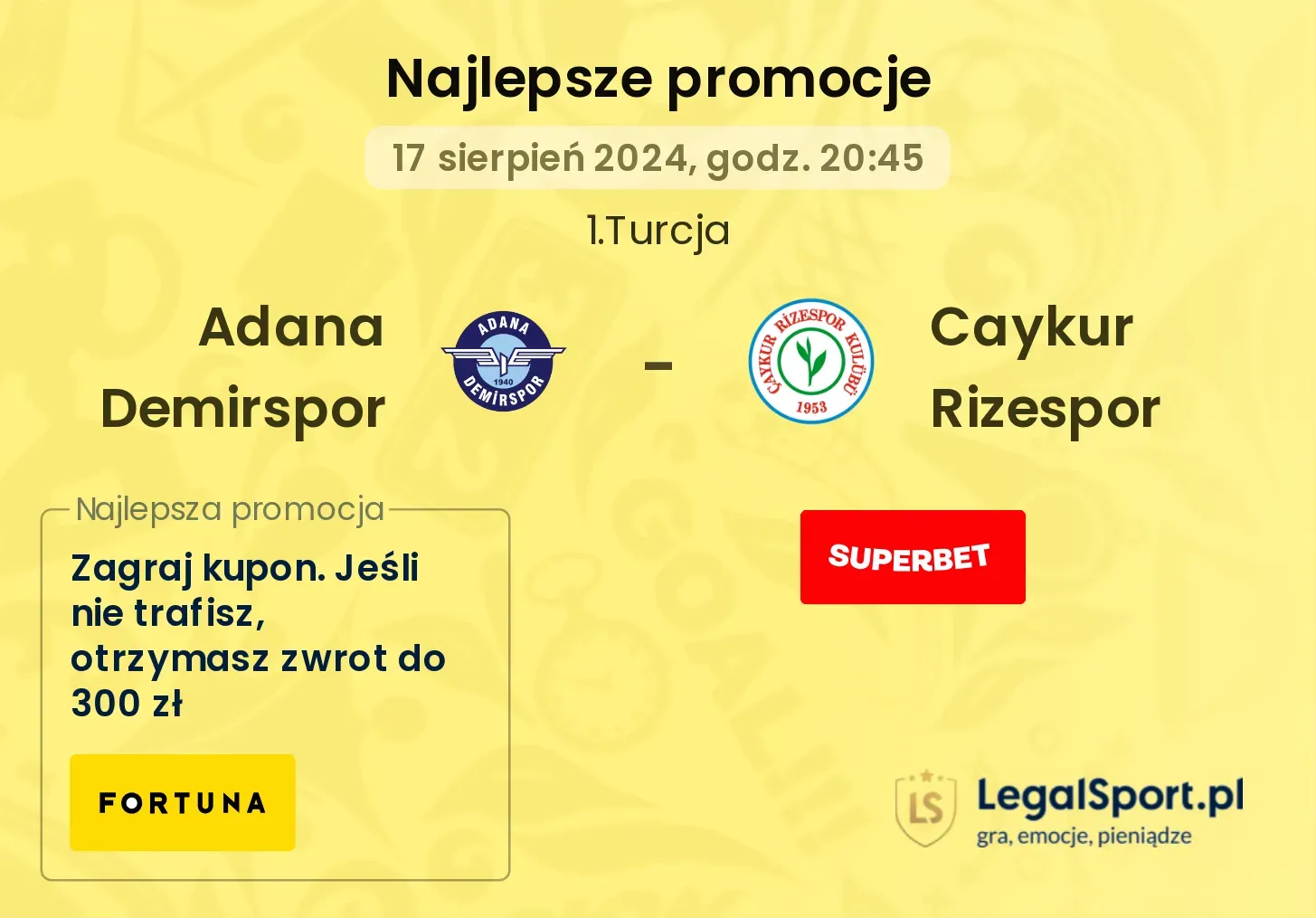 Adana Demirspor - Caykur Rizespor promocje bonusy na mecz