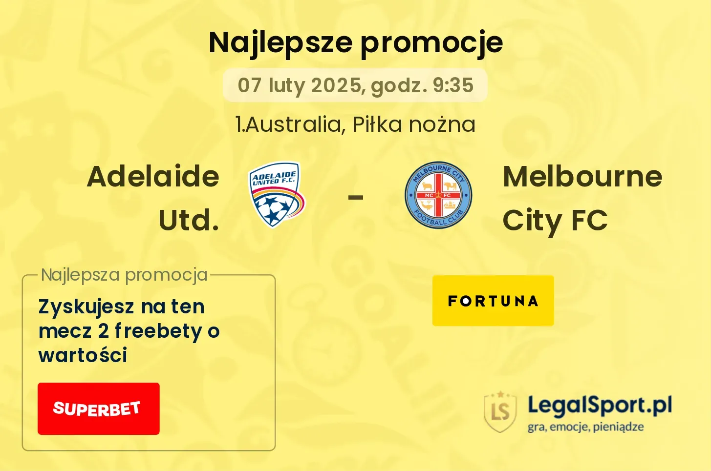 Adelaide Utd. - Melbourne City FC promocje bonusy na mecz