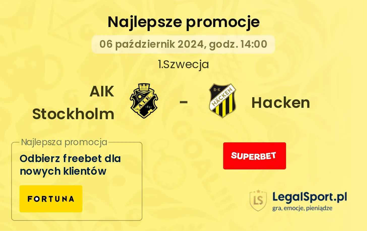 AIK Stockholm - Hacken promocje u bukmacherów 06.10, 14:00