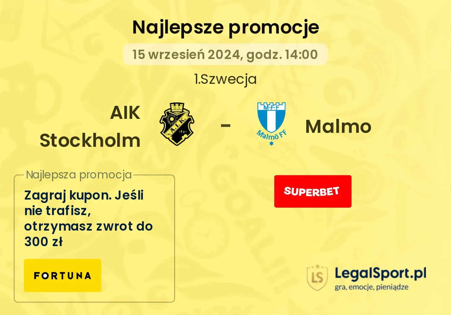 AIK Stockholm - Malmo promocje bonusy na mecz