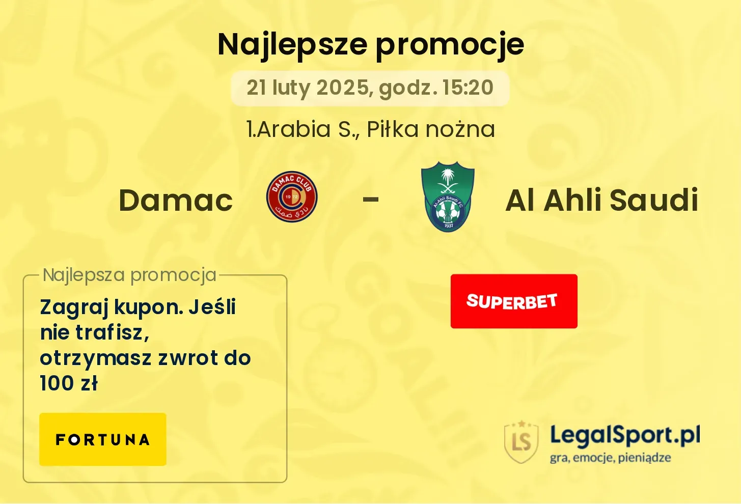 Al Ahli Saudi - Damac promocje u bukmacherów 20.09, 17:55