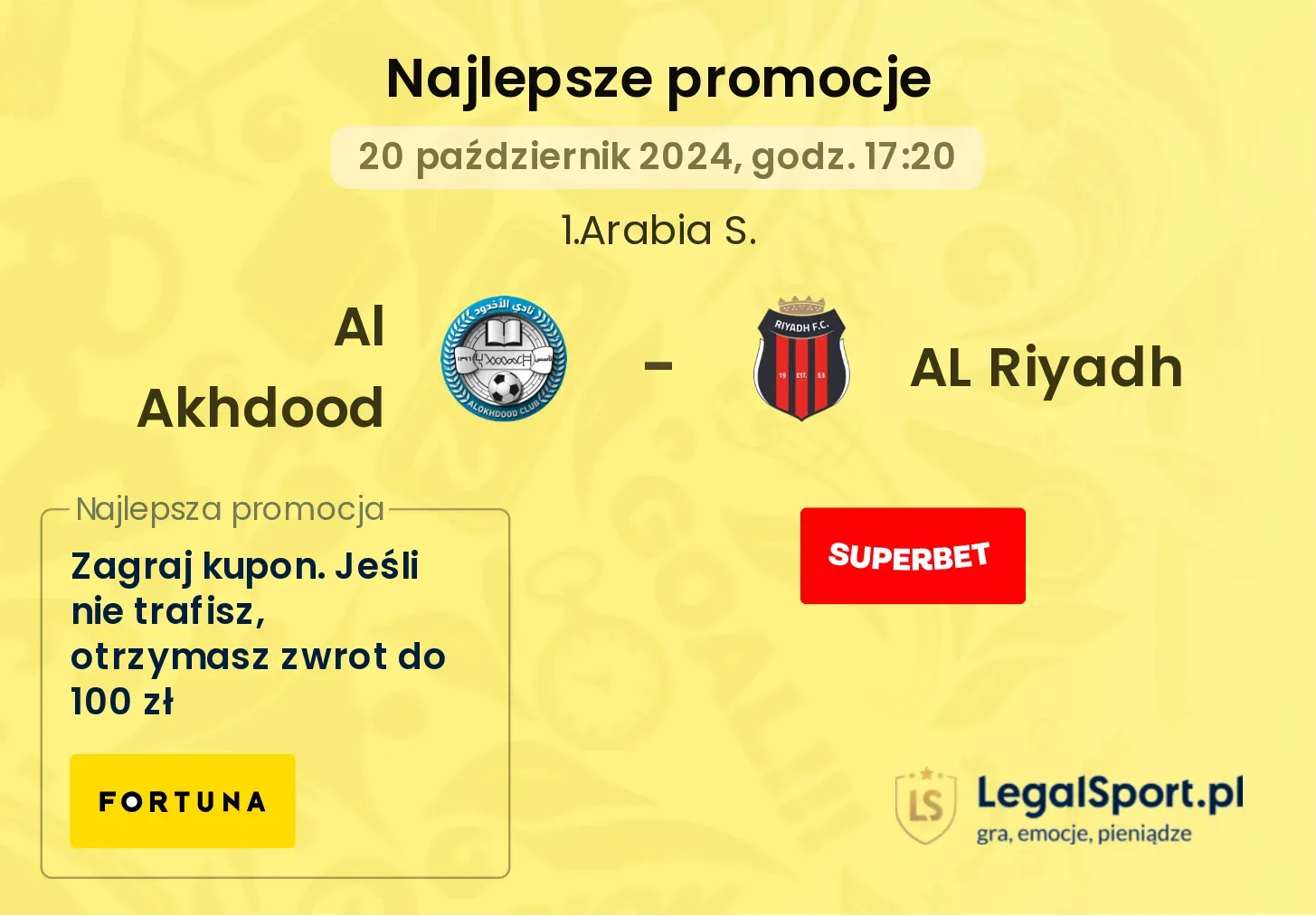 Al Akhdood - AL Riyadh promocje bonusy na mecz