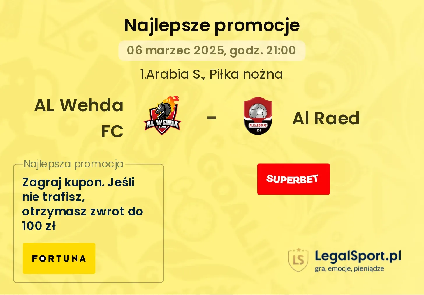 AL Wehda FC - Al Raed promocje u bukmacherów