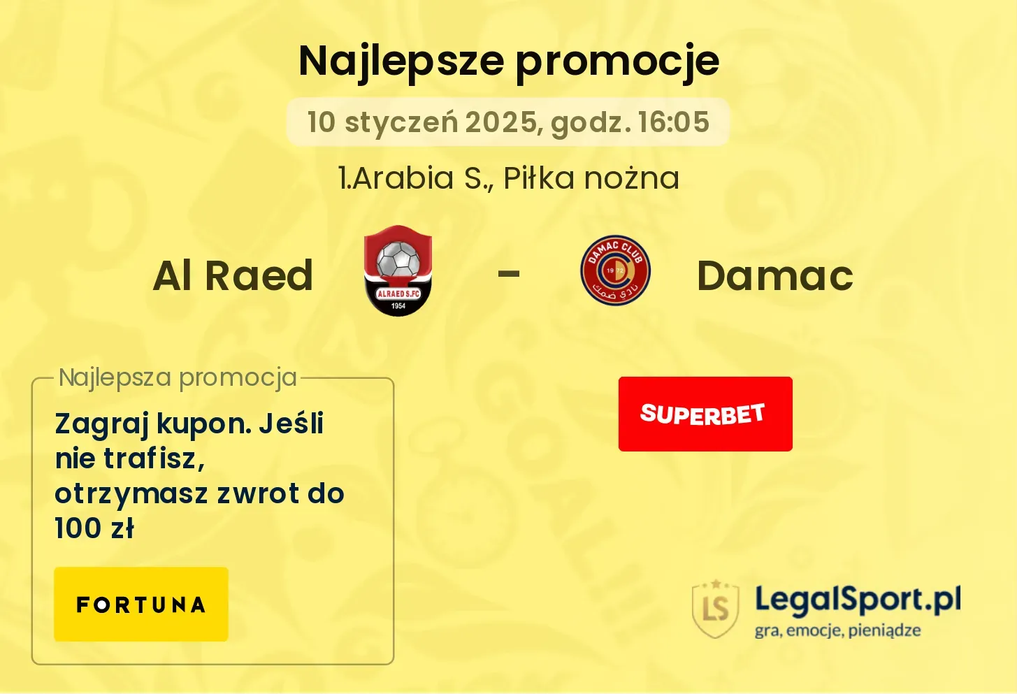 Al Raed - Damac promocje u bukmacherów