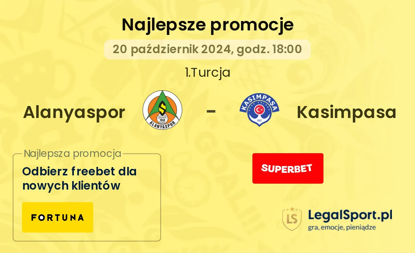 Alanyaspor - Kasimpasa promocje bonusy na mecz