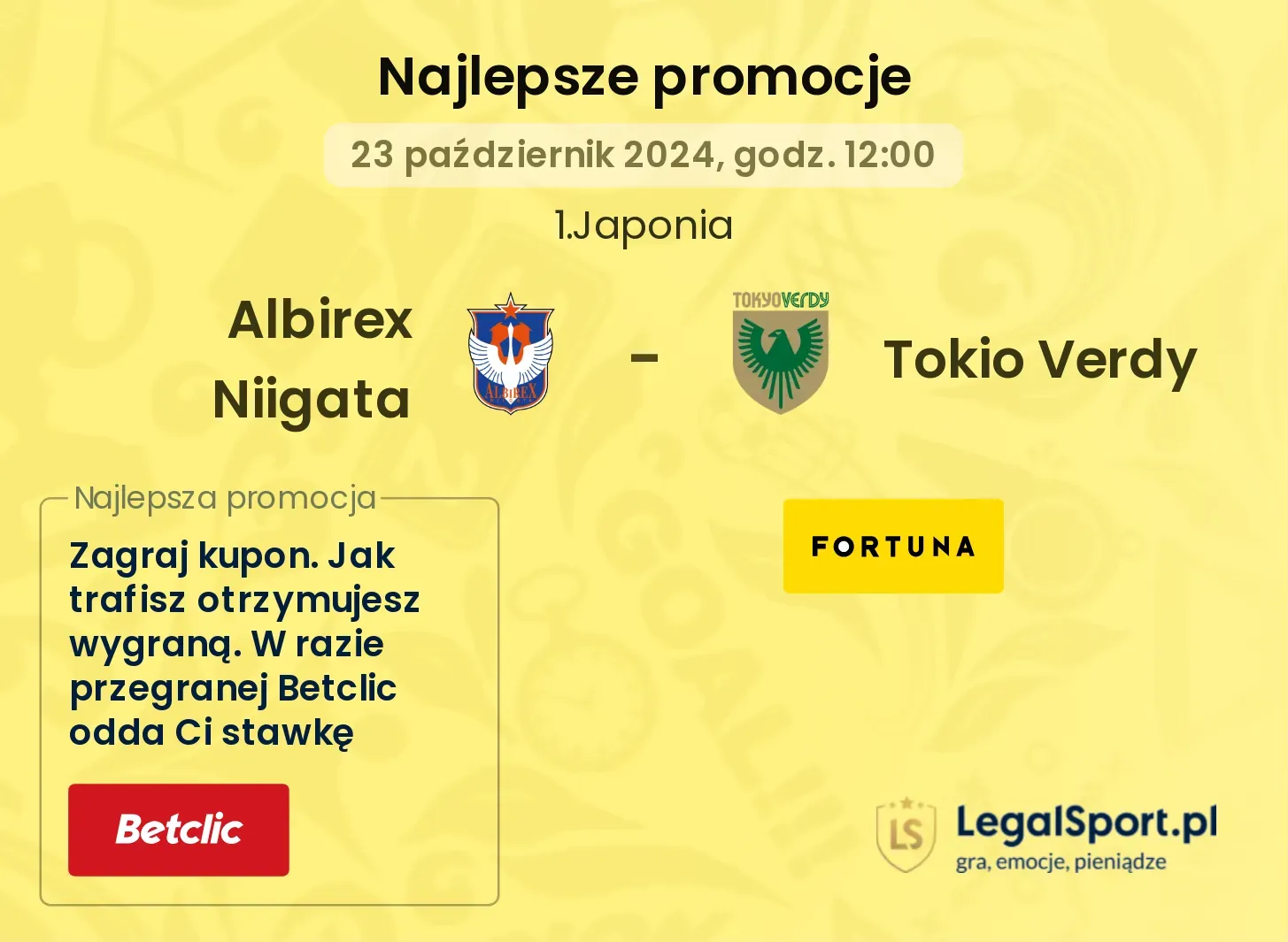 Albirex Niigata - Tokio Verdy promocje bonusy na mecz