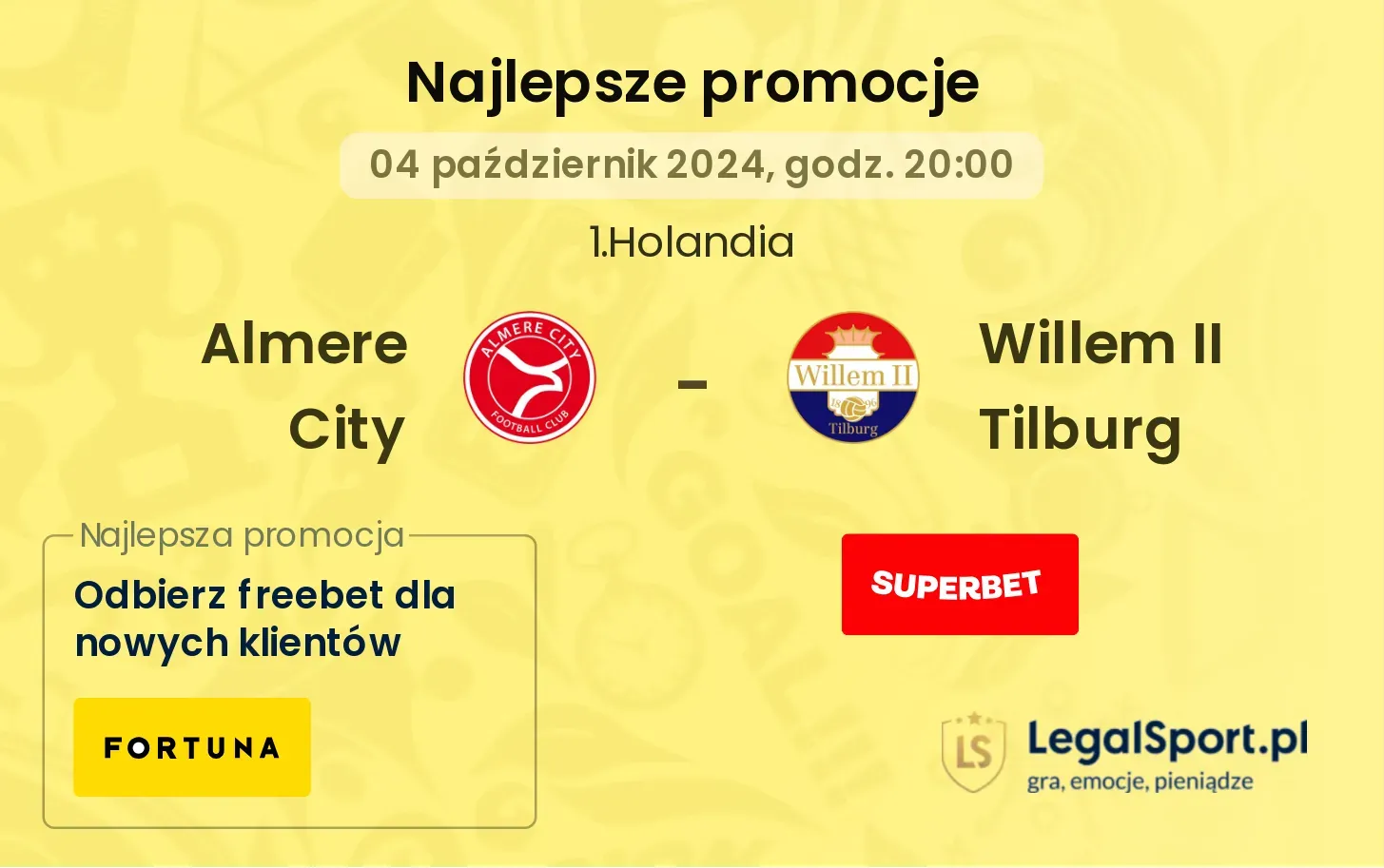 Almere City - Willem II Tilburg promocje bonusy na mecz