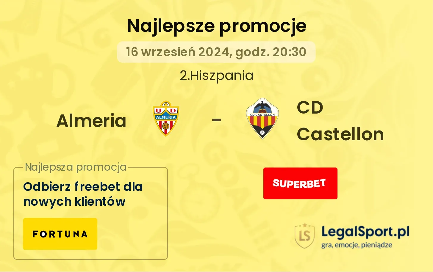 Almeria - CD Castellon promocje u bukmacherów 16.09, 20:30