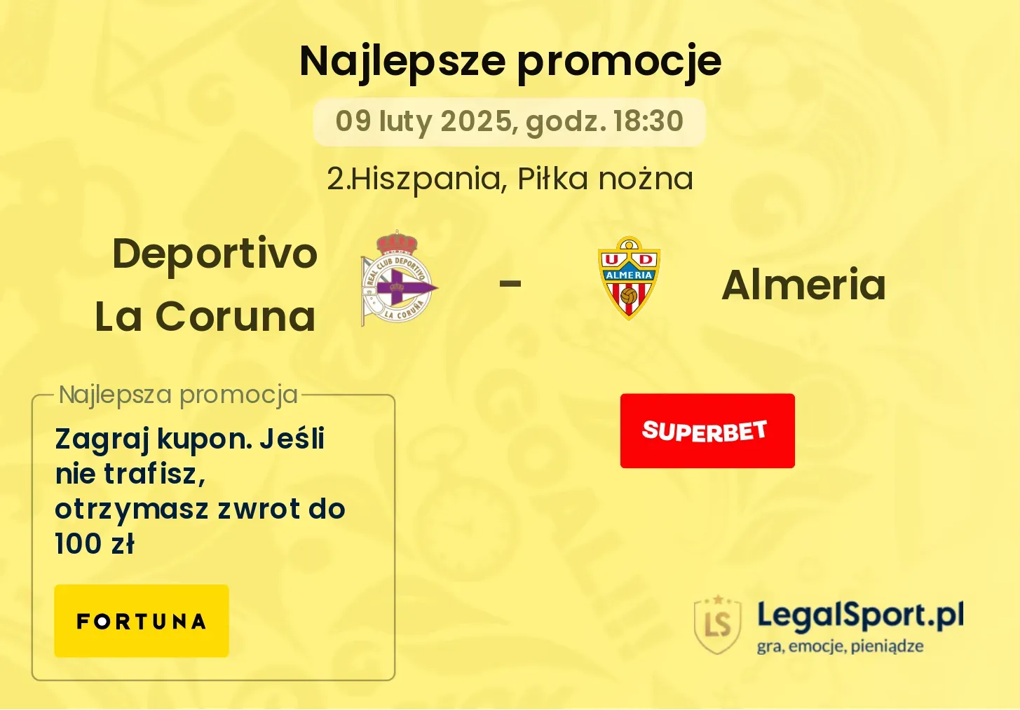 Almeria - Deportivo La Coruna promocje bonusy na mecz