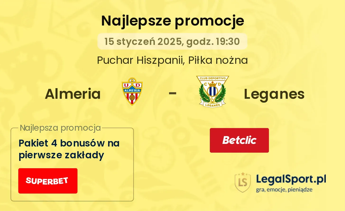 Almeria - Leganes promocje bonusy na mecz