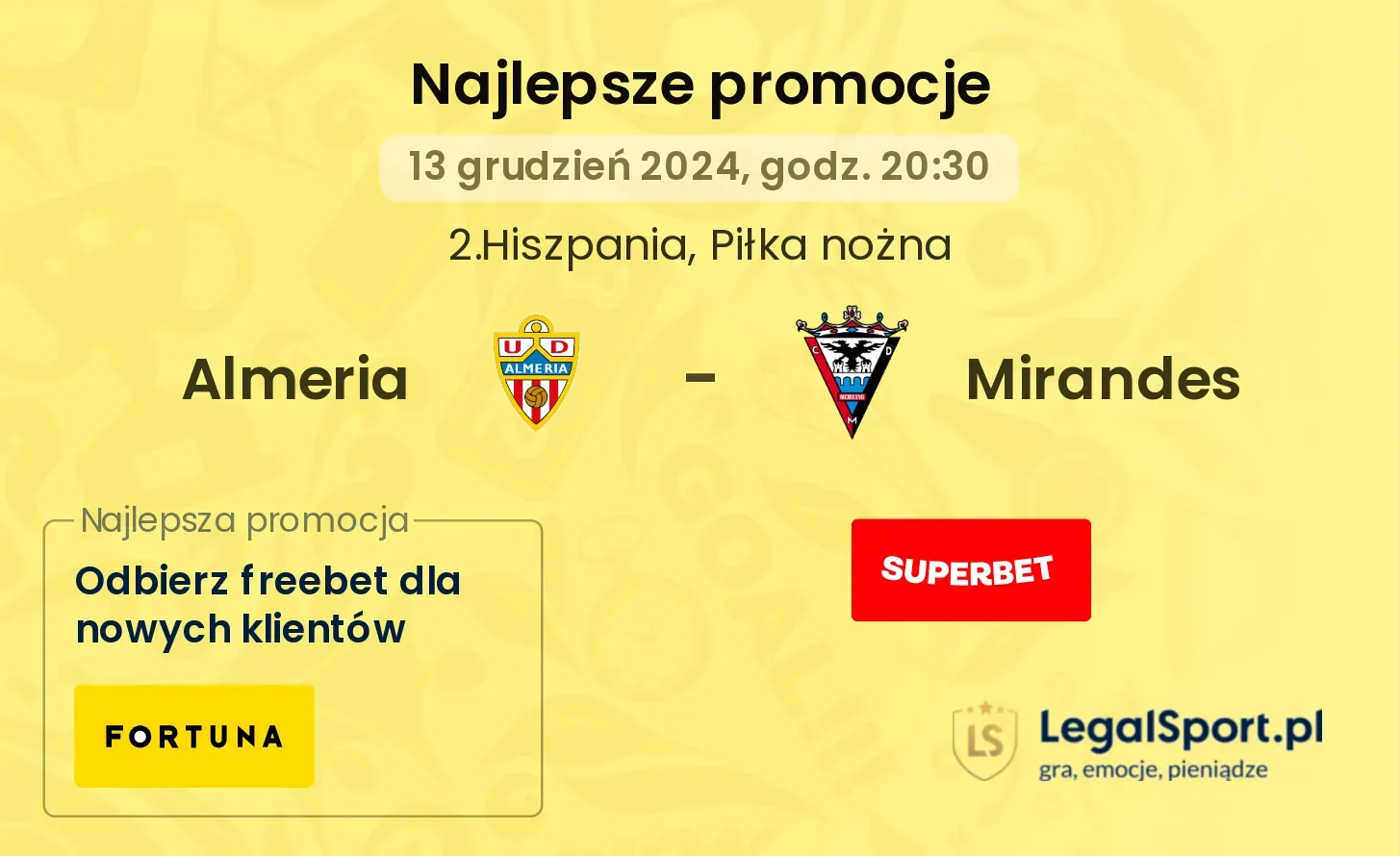 Almeria - Mirandes promocje bukmacherskie