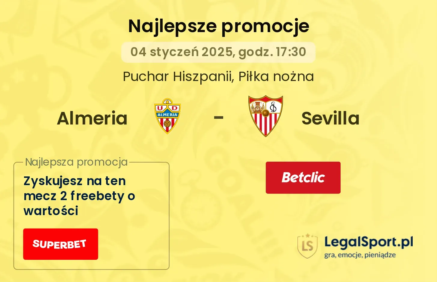 Almeria - Sevilla promocje bonusy na mecz