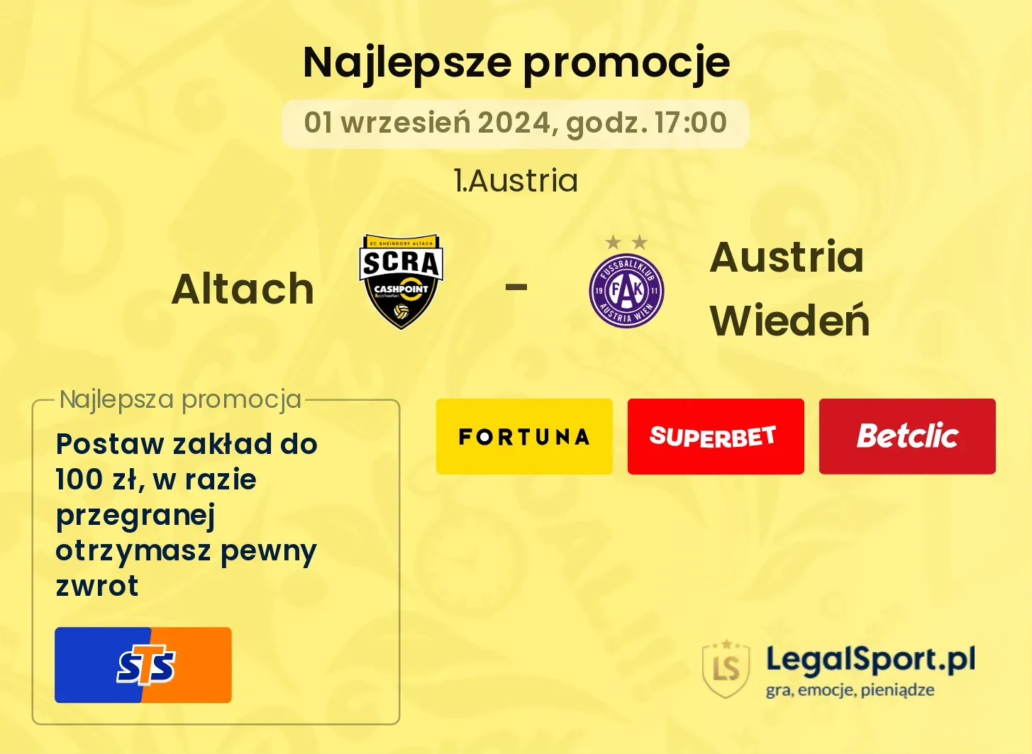 Altach - Austria Wiedeń promocje bonusy na mecz