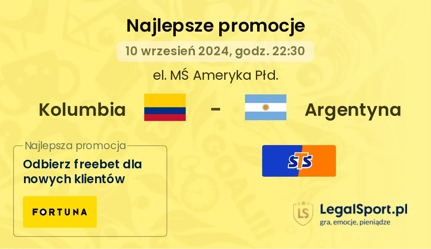 Kolumbia - Argentyna promocje bonusy na mecz