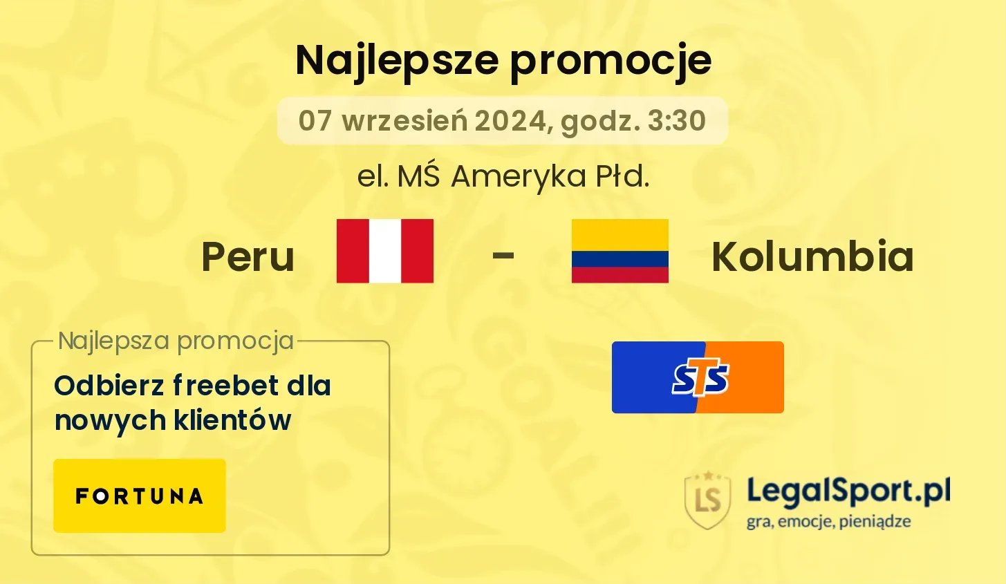 Peru - Kolumbia promocje bonusy na mecz