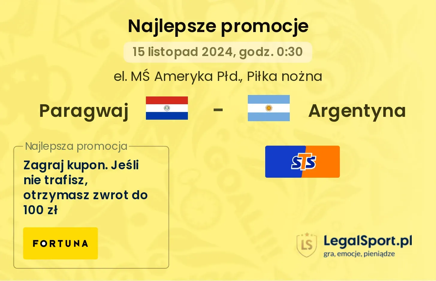 Paragwaj - Argentyna promocje bonusy na mecz