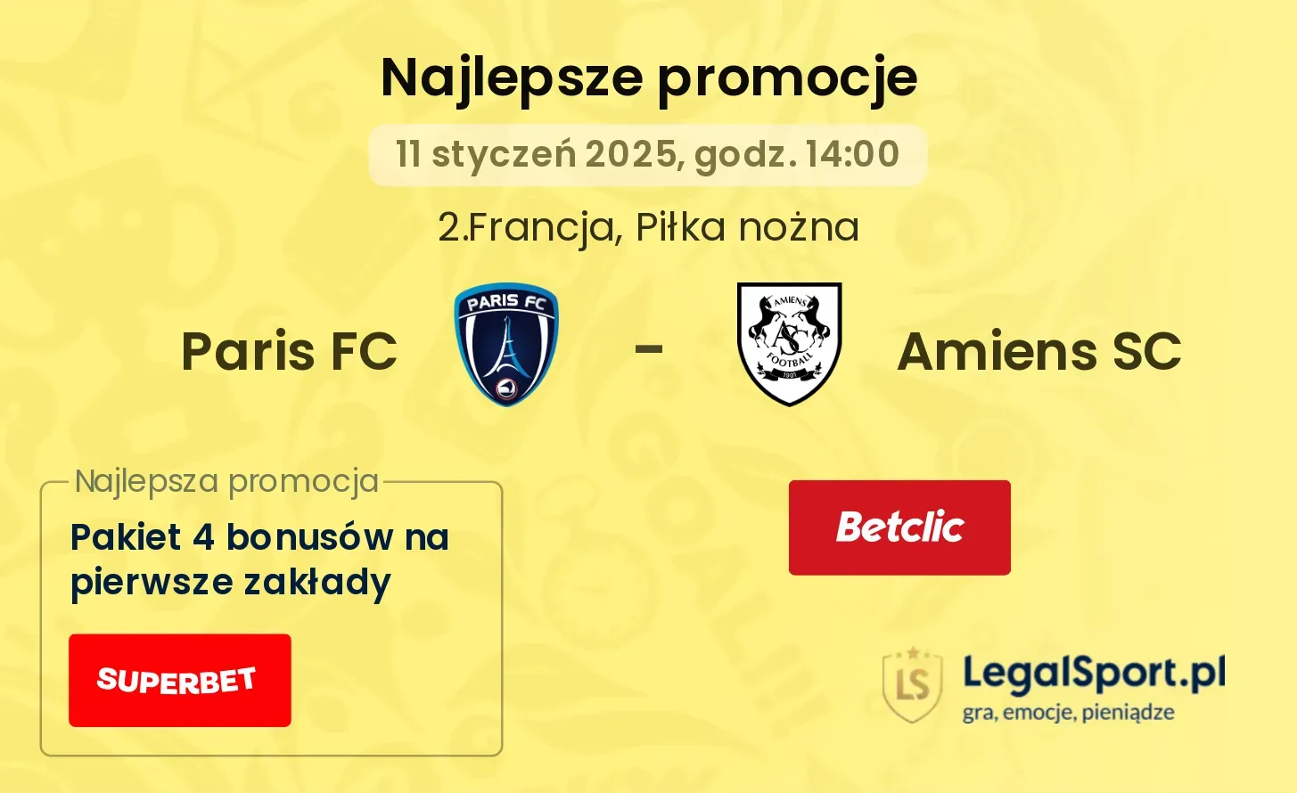 Paris FC - Amiens SC promocje bukmacherskie