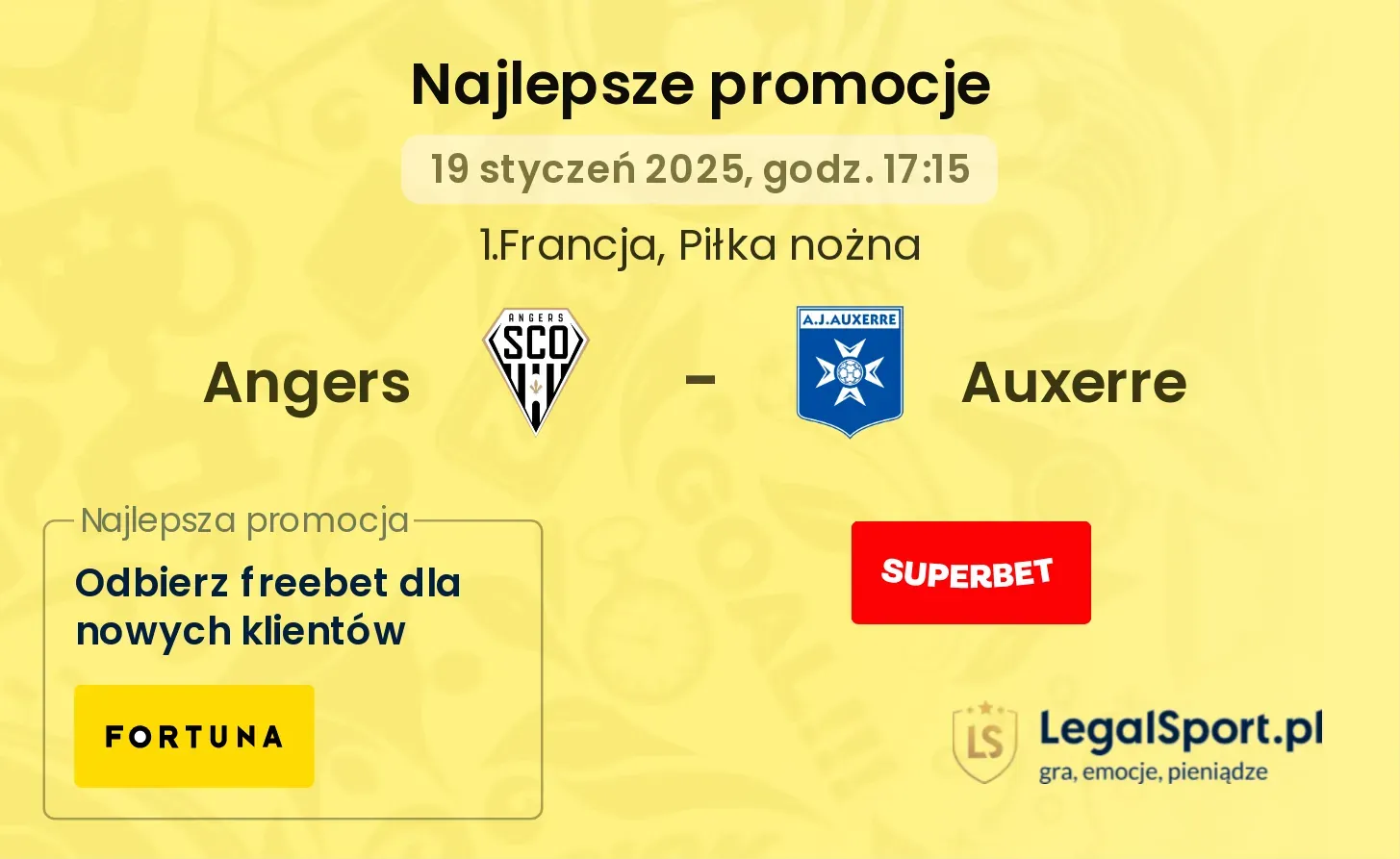 Angers - Auxerre promocje bonusy na mecz