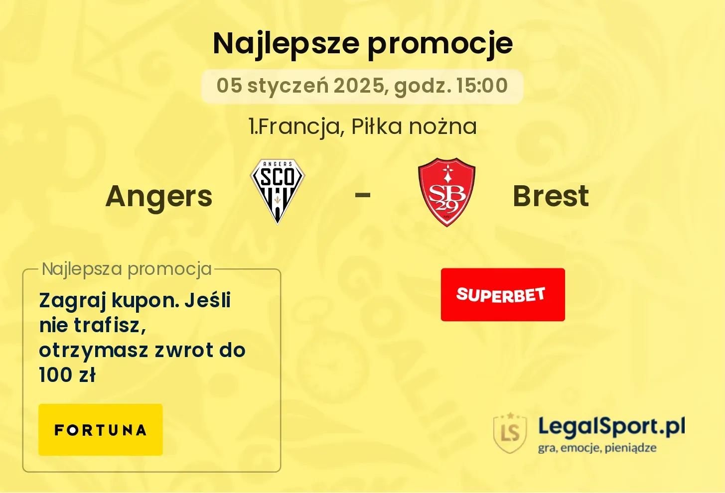 Angers - Brest promocje bonusy na mecz