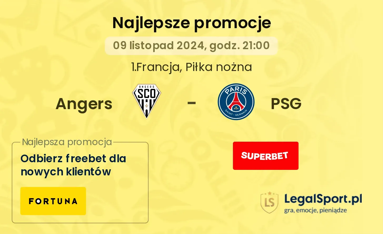 Angers - PSG promocje bukmacherskie 09.11, 21:00