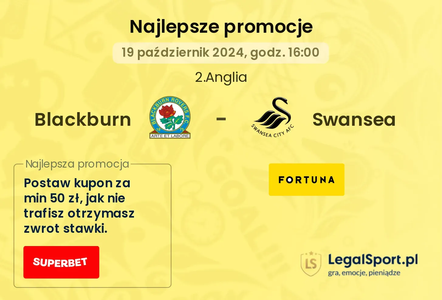 Blackburn - Swansea promocje bonusy na mecz